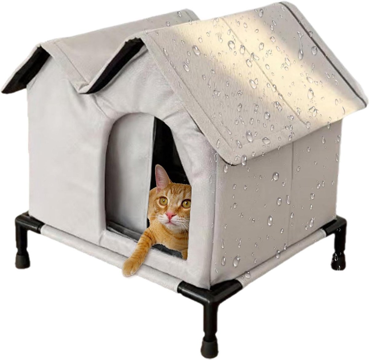 Kattenhuis Buiten - Dierentent Winter - Veilige Rustplek - Geïsoleerd Weerbestendig - 15 x 30 x 15 cm - Grijs