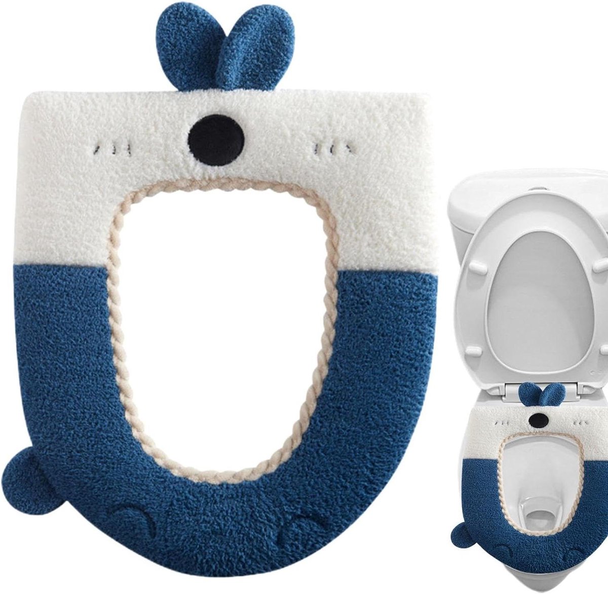 Toiletzitting Deksel - Zachte Mat - Comfort Verhoging - Gemakkelijke Installatie - 43 x 37 cm - Blauw