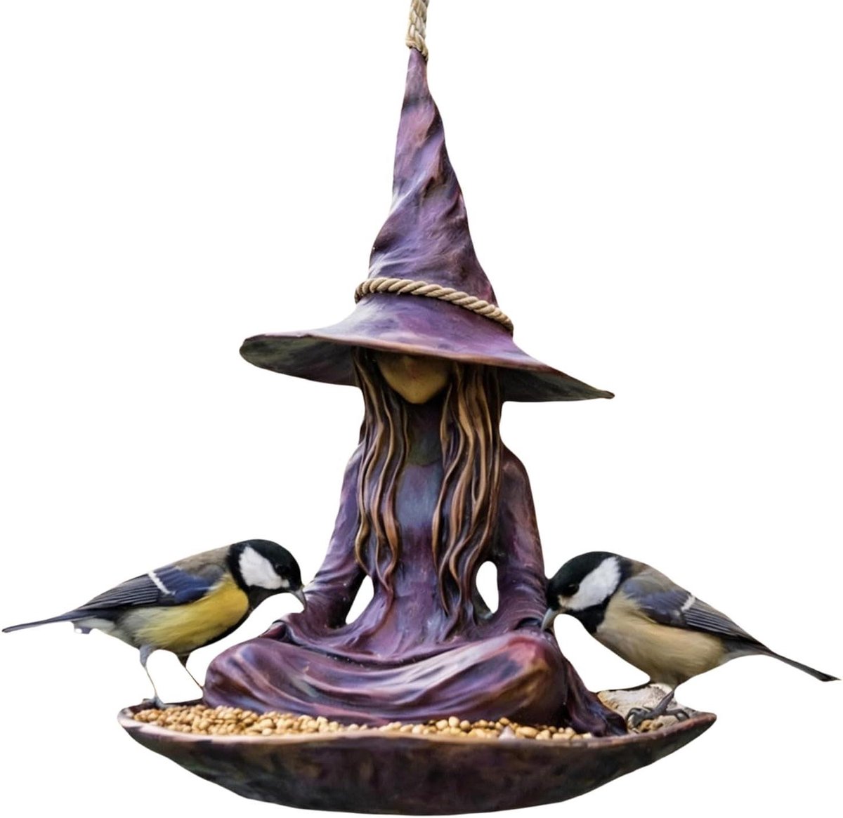 Vogelvoer Voederstation - Vogelvoederdispenser Hangend - Vogels Voeren - Weerbestendig Composiet - 18 x 18 x 23 cm - Meerkleurig