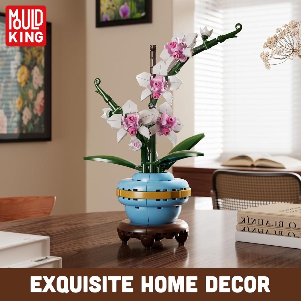 Mould King 24119 - Orchidee Bloemenboeket in Vaas - Classic Creator - STEM speelgoed - bloemen bouwpakket - Modelbouw volwassenen & kinderen - DIY Kunstbloemen geschikt voor Lego - Bouwdoos met 386 bouwstenen — afbeelding 2