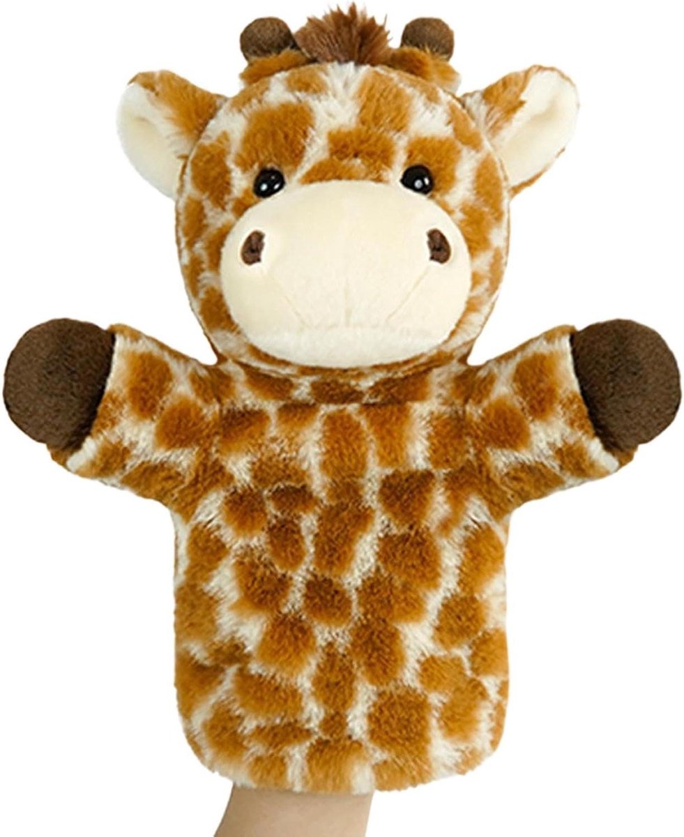 Dieren Handpoppen - Pluche Poppen Giraf - Verhalen Vertellen - Huidvriendelijk Pluche - 26 x 20 x 10 cm - Bruin