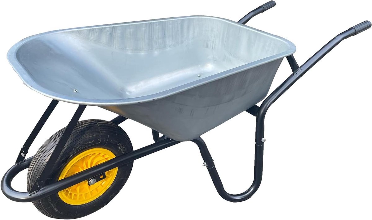 Kruiwagen - Tuinwagen Aanhanger - Terrein Werk - Verzinkte Bak - 120 Liter - Zilver