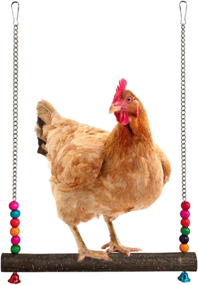 Kippenschommel Speeltuin - Houten Vogel Speelgoed - Gedragsverrijking Kippen - Antislip Structuur - 304L x 76B x 48H cm