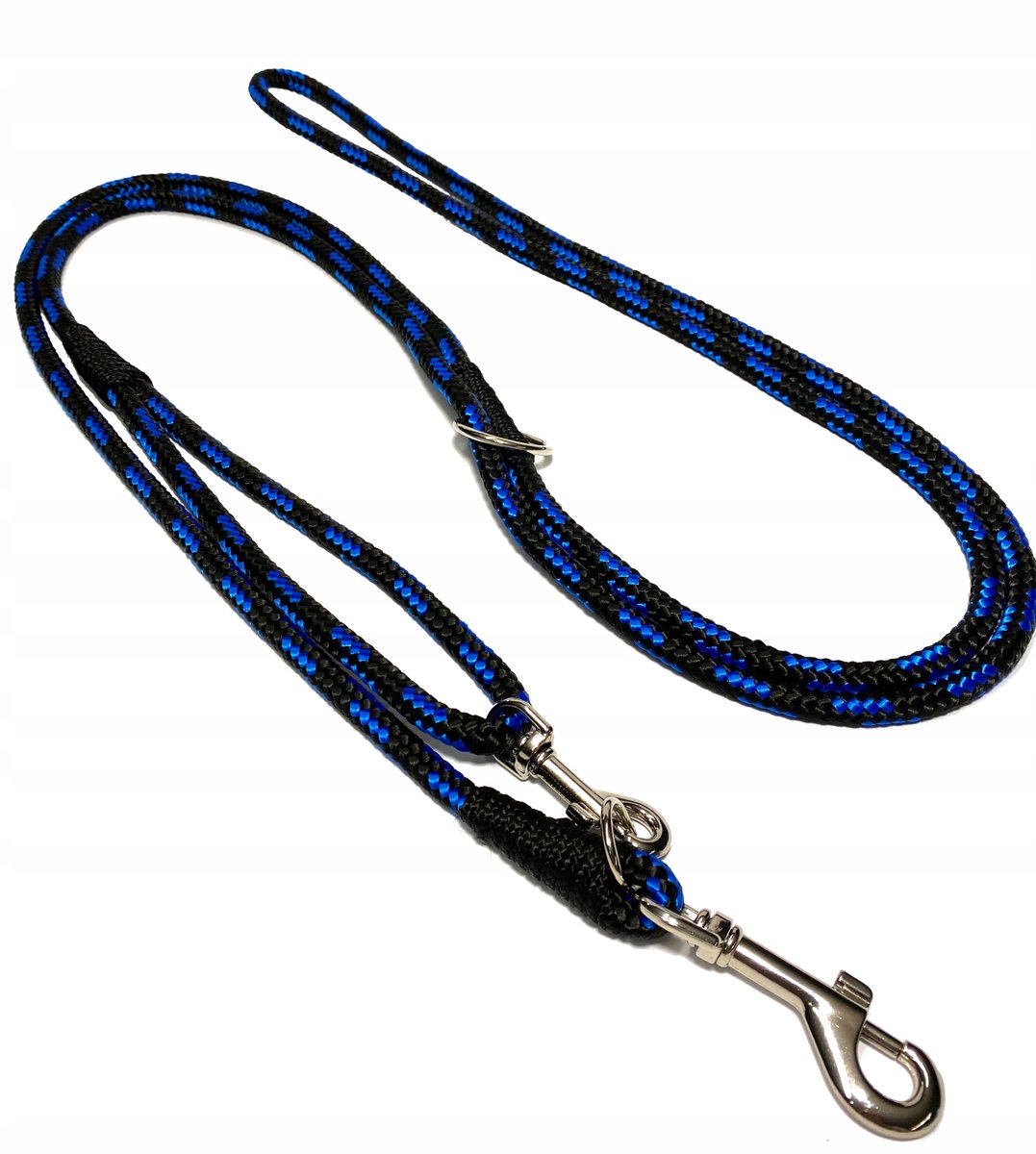Verstelbare Hondenlijn 130-240cm, 6mm dik, Zwart-Blauw