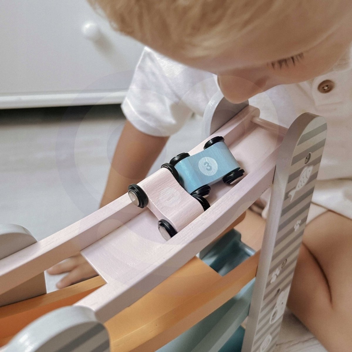 Houten Racebaan met 4 Auto's voor Kinderen