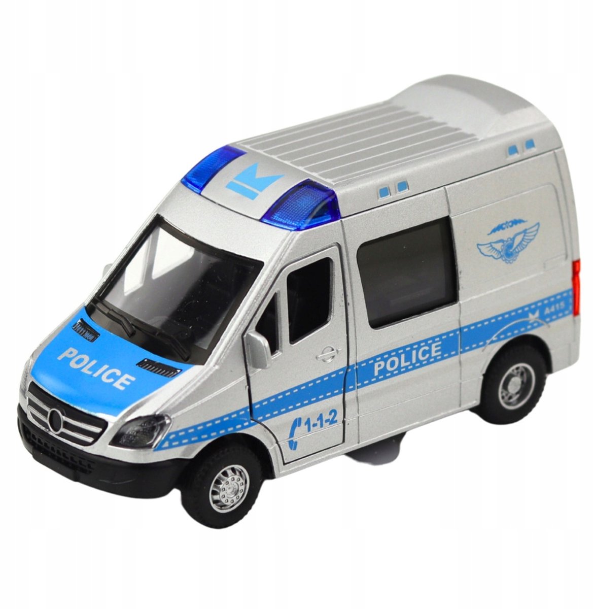 Politiewagen Metaal met Pull-Back, Licht en Geluid