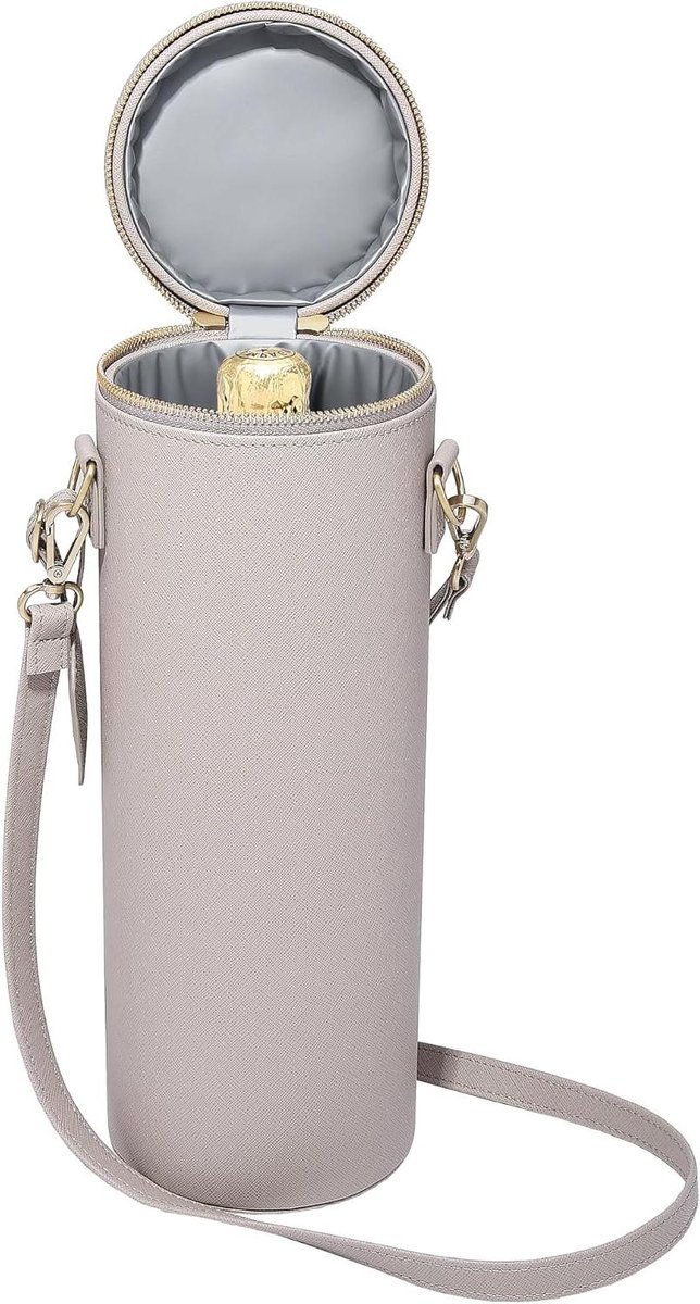 Fles Tas - Champagne Tas - Flessen Vervoeren - Gevoerde Koelvoering - 125 x 125 x 35 cm - Taupe