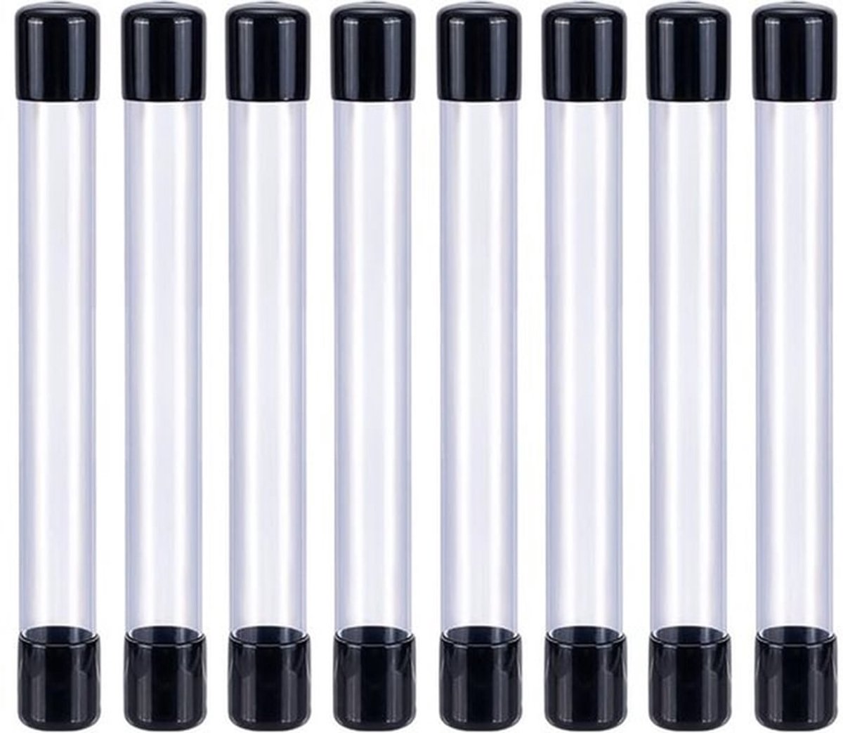 Opbergbuizen 8 stuks - 8,26 inch lang - ID 0,78 inch - Doorzichtige plastic buis - Rubberen doppen - Voor kralencontainers, handwerk