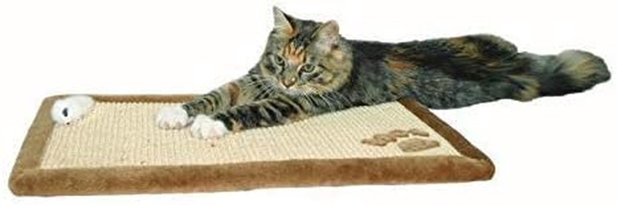 Krabmat Kat - Krabpaal Mat - Krabbelen Voorkomen - Pluche Rand - 350 Gram - Grijs