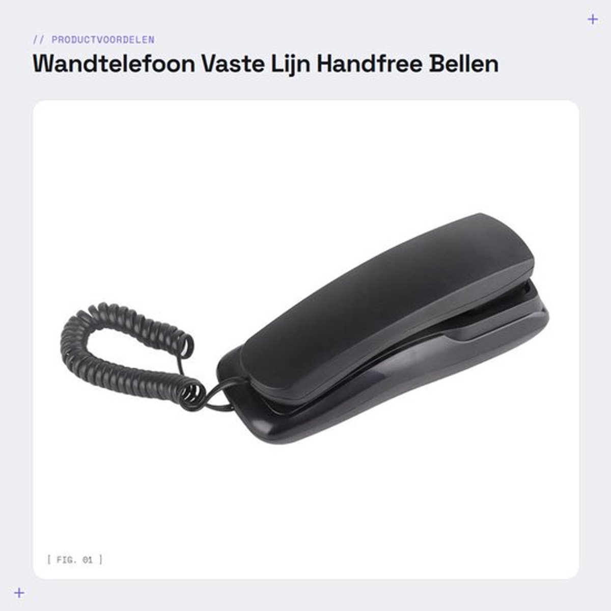 Wandtelefoon Slank Ontwerp - Vaste Lijn - Handsfree Bellen - Hoogwaardig ABS - Multifunctioneel - Compact 180x60x60mm - Telefoon