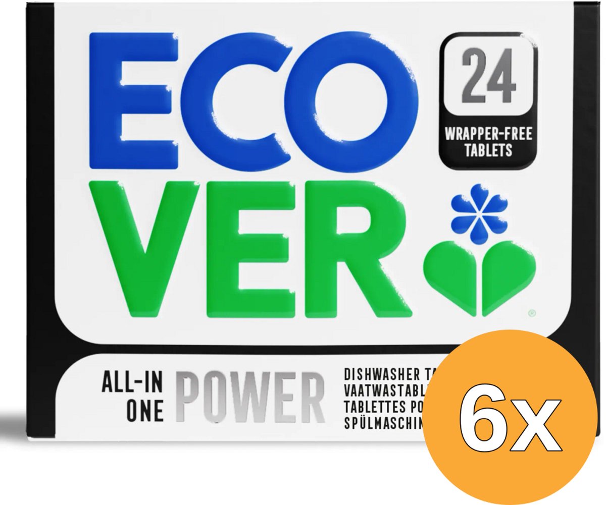 6x Ecover Vaatwastablet Power (24 stuks)