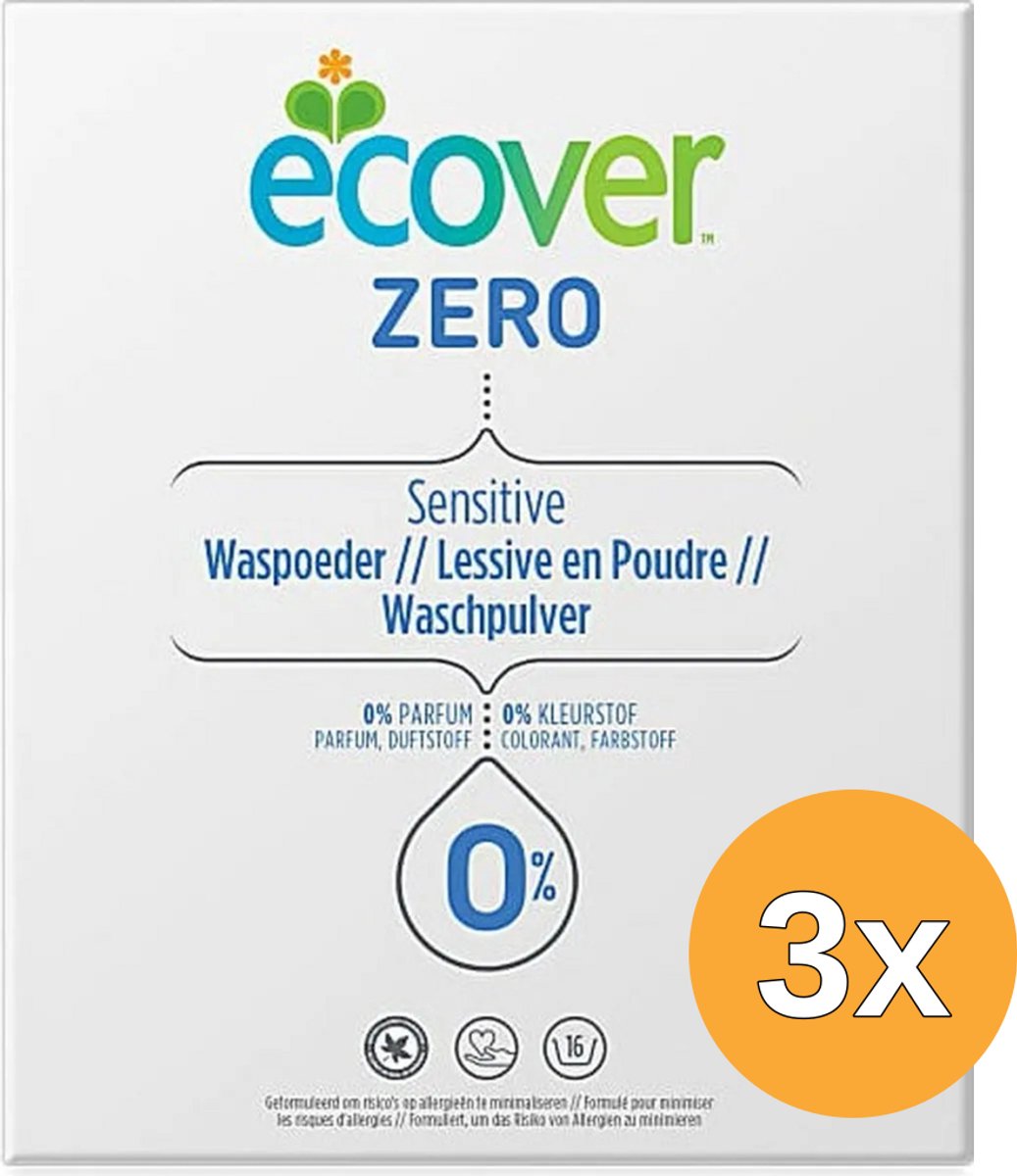 3x Ecover Waspoeder Zero Universal (1200 gr)
