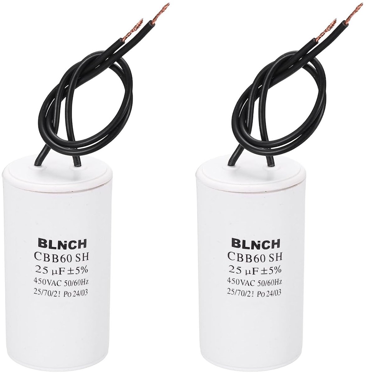 2 stuks CBB60 Bedrijfscondensator 25uF 450V voor elektrische motoren, luchtcompressoren en koelkasten