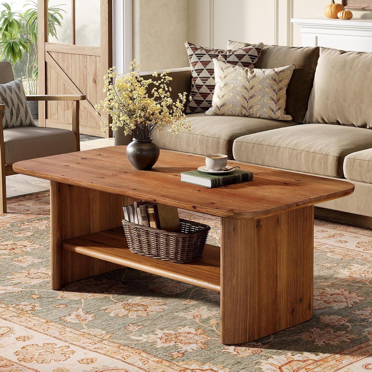 Salontafel - Woonkamertafel - Centrumtafel - Massief hout - 120 x 60 cm - Bruin