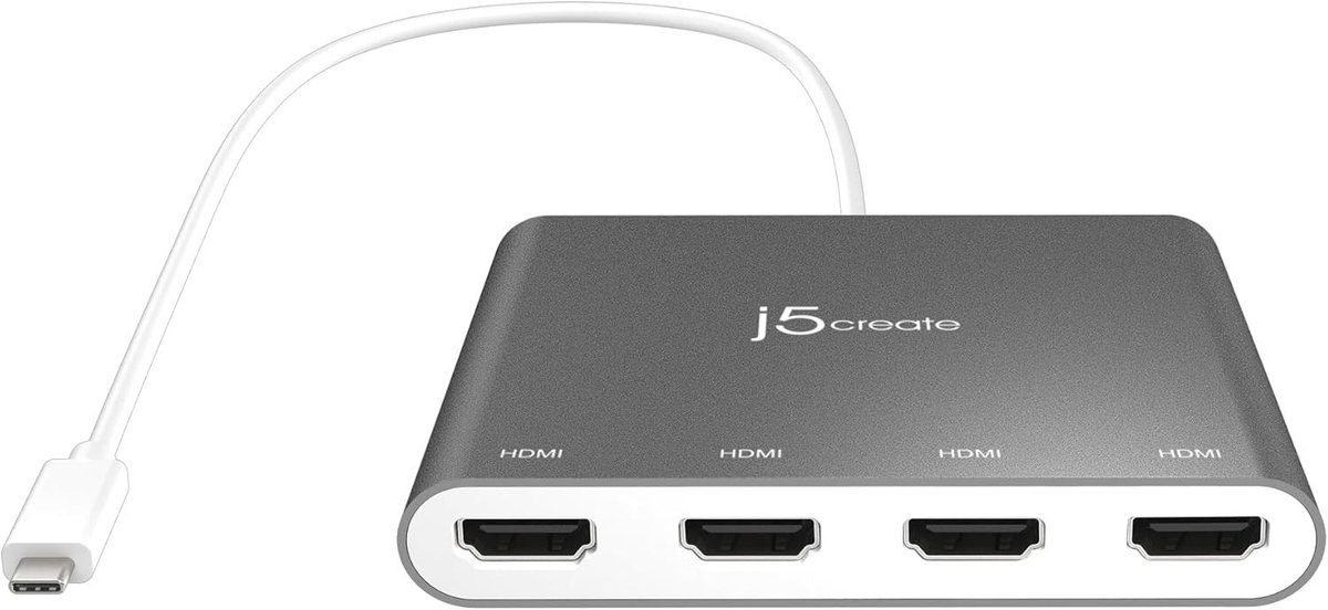USB-C naar 4 HDMI Aansluitingen Adapter Hub - Zilver - Multi Monitor Splitter voor MacBook en Windows