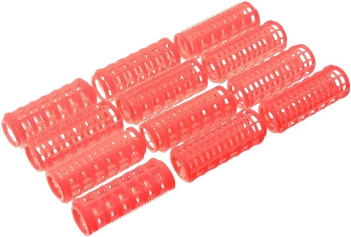 Krulspelden - Haarrollers Styling rollers - Haar Krullen - Hittevrij Zonder Clips - 12 Stuks - Rood