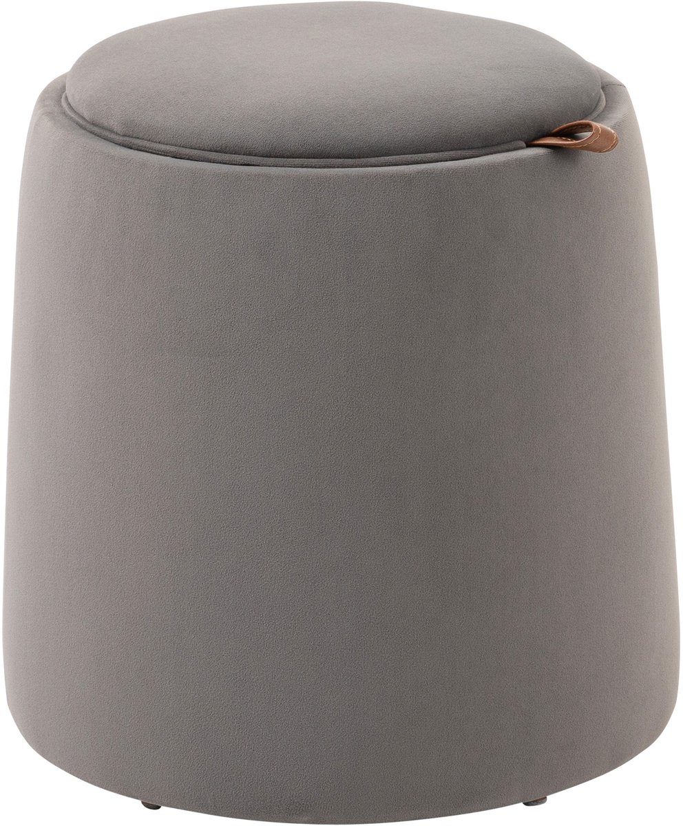 2 - in - 1 kruk in fluweellook met opbergruimte en afneembaar deksel Φ44 cm x 47 - 5 cm Grijs