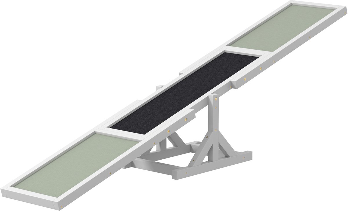 Hondensport wip, antislip trainingstoestel voor honden, 180 x 30 x 30 cm, grijs en wit
