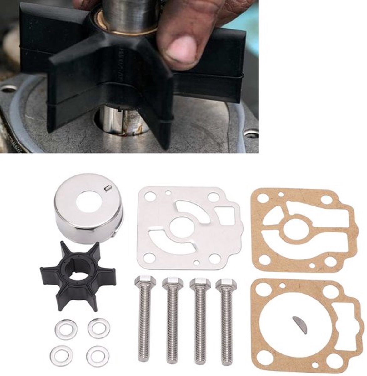 Waterpomp Reparatieset - Vervanging voor Tohatsu M40D/M40D2/M50D/M50D2 - Waterpompwaaier - Roestvrij Staal/Rubber/Nylon - Onderdeelnummer 3C8873220