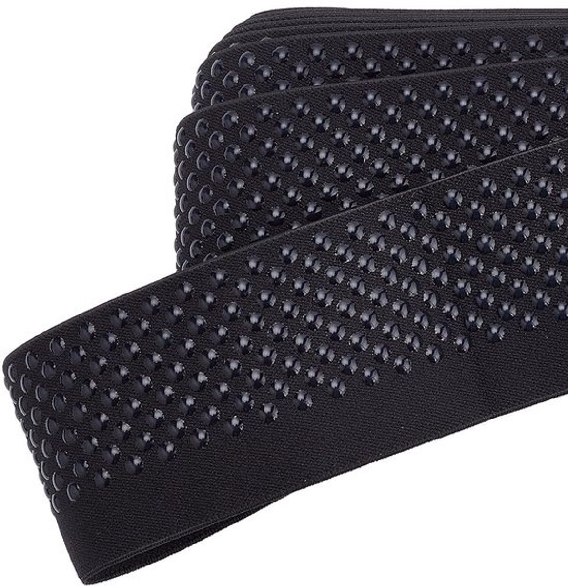 Siliconen Grijper 6 Meter - Antislip Tape - Elastische Band - Polyester - Zwart - 2,5 cm Breed - 9 Lijnen Siliconenstippen