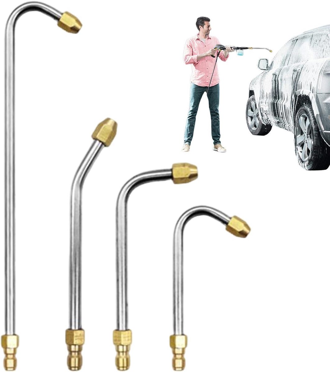 Hogedruk Reiniger Accessoires - Reinigingsset - Terras Reinigen - Precisie Hoekmondstuk - 4 Delig - Zilver