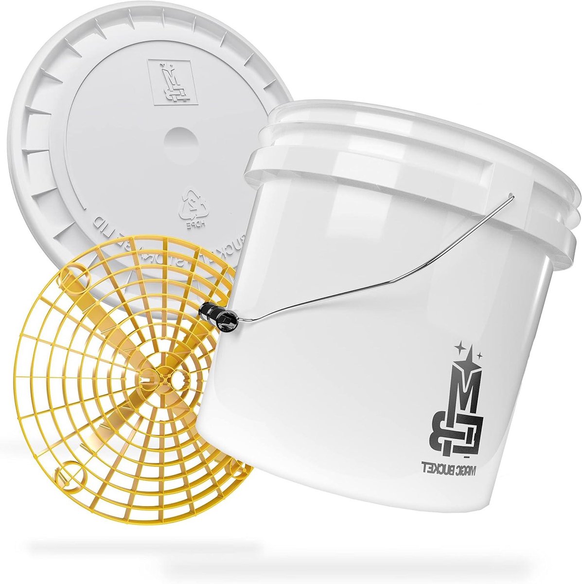 Wasemmer met Grit Guard - Autowas emmer - Auto wassen - Vuilscheiding inzetstuk - 13 liter - Wit