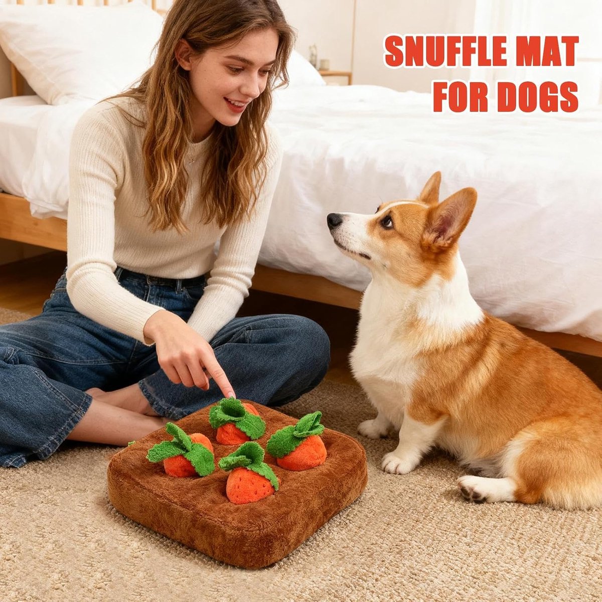 Snuffelmat Hond - Voer Speelgoed - Mentale Stimulatie - Interactief Ontwerp - 21.5 x 21.5 cm - Multicolor