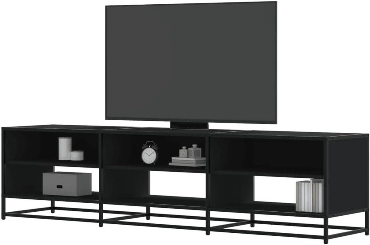 Tv-kast Hout - Media Meubel - Woonkamer Opruimen - Stabiel Metalen Frame - 180 x 40 x 46 cm - Zwart