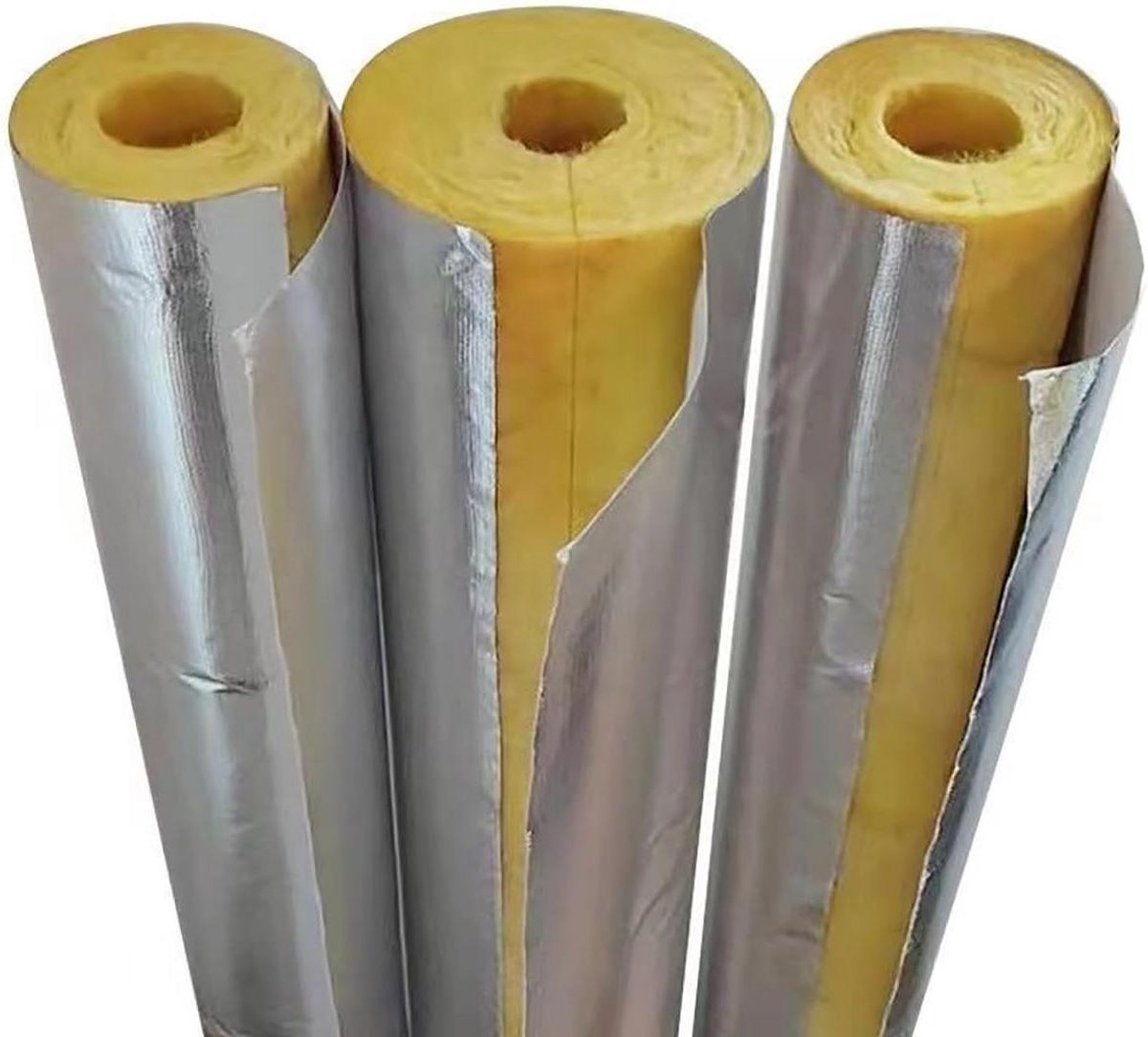 Glaswol Buisisolatie - Steenwol Isolatiebuis - Leidingen Isoleren - Zelfklevend Aluminiumfolie - 30mm Dikte - Grijs