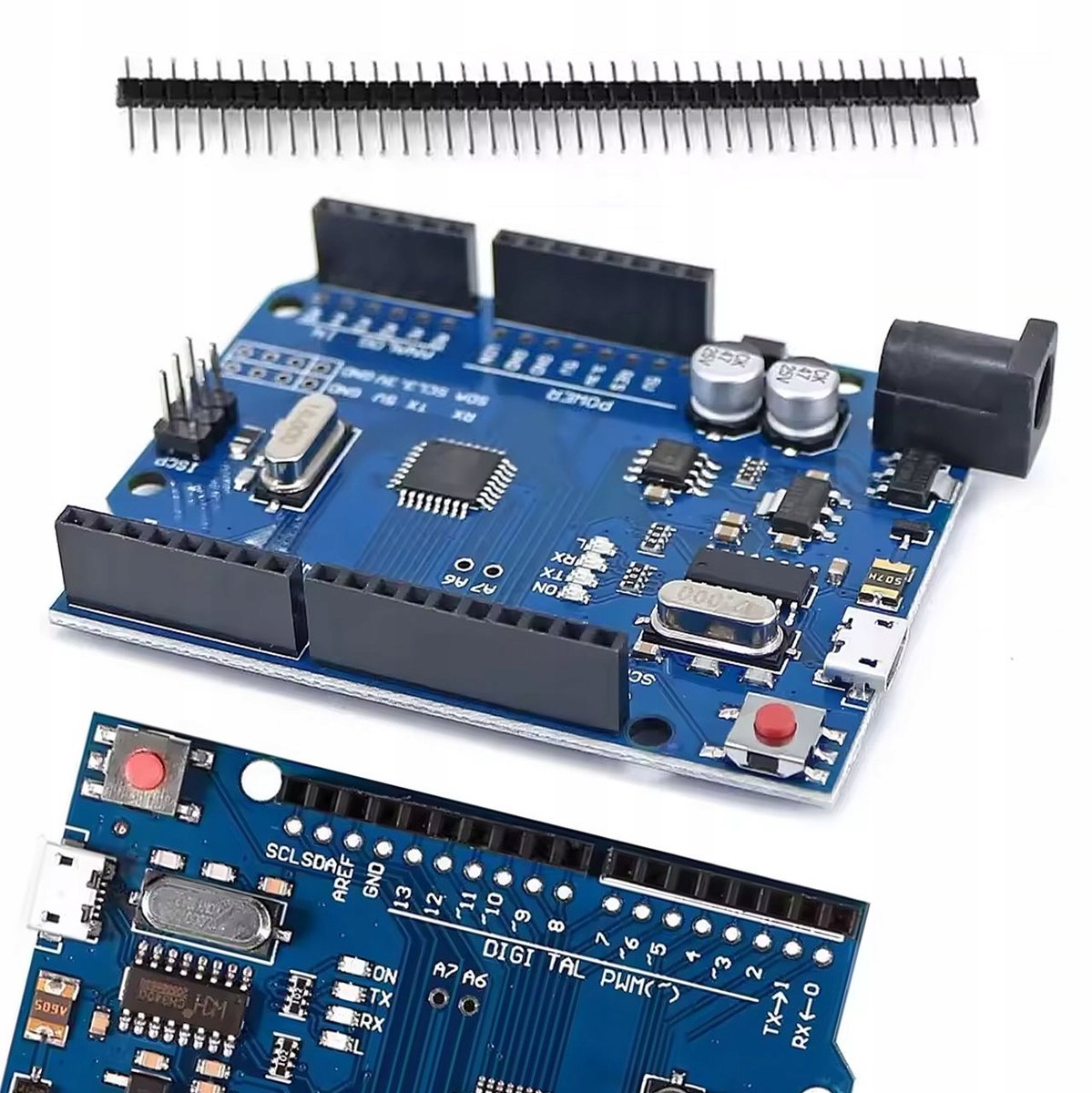 Rosfix Microcontrollermodule ACS A1 - ATmega328P USB Micro - 5V 16MHz 14 I/O PWM6 - 40-Pins Goldpin - Geschikt voor Arduino