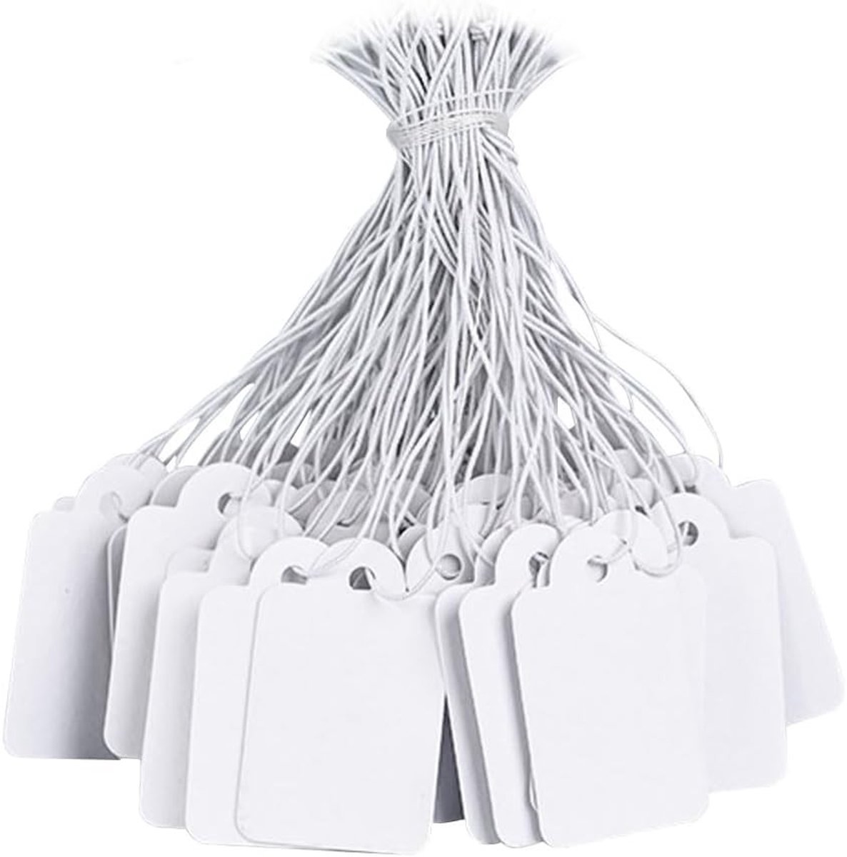 SnelShoppen - Voarge Pack van 500 Prijslabels 25 mm x 45 mm Met Koord - Karton voor Productmarkering, Plaatskaarten en Feestdecoratie (Wit)