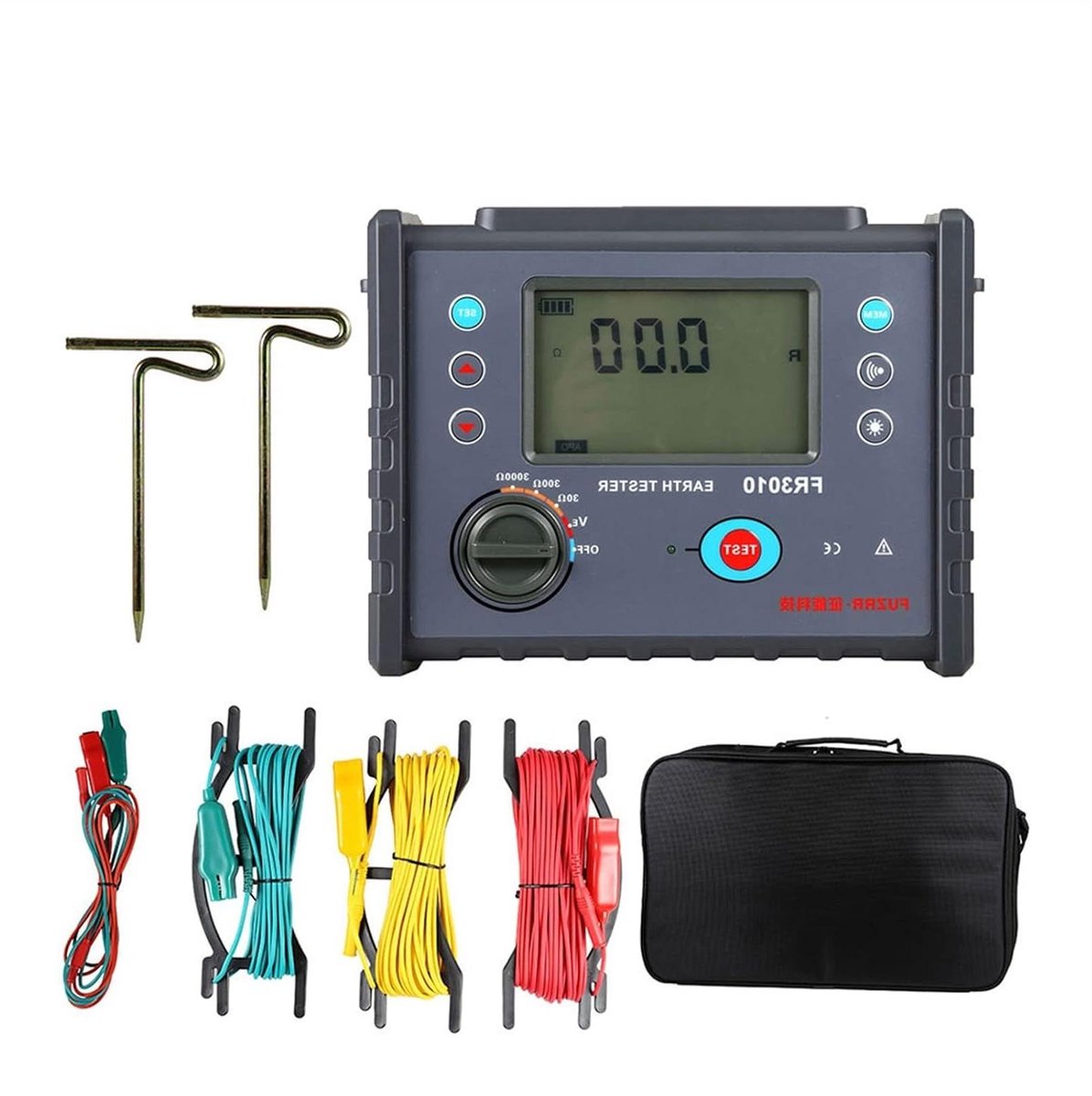Aardingstester Digitale - Grondweerstand meter - Elektrische metingen - LCD Backlight Display - 0-3000 Ohm - One Color