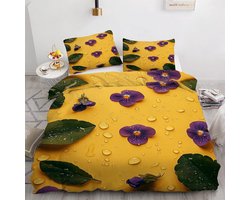Dekbedovertrek Set - Beddengoed Set - Slaapkamer Decoratie - Ritssluiting en Hoekbanden - 200x200 cm - Huur Bloemen