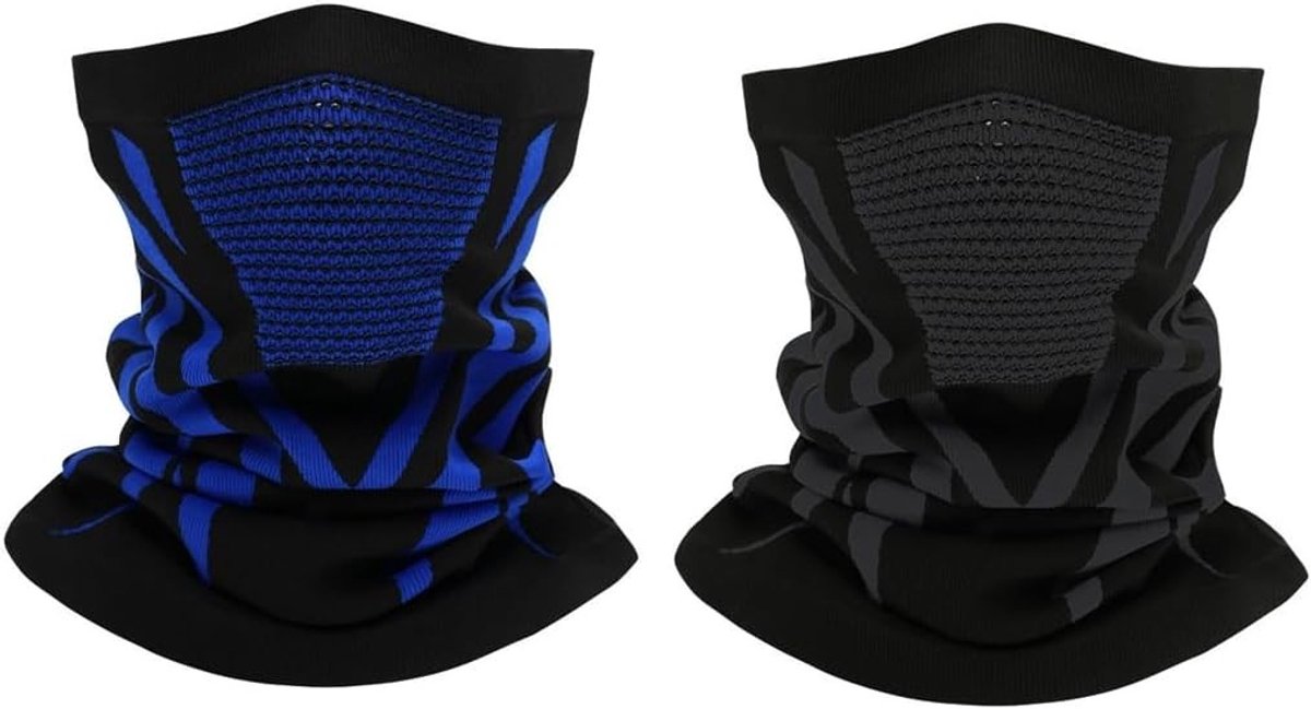 Colsjaal voor motorfiets en fietsen - Winddicht, ademend en vochtafvoerend halsdoek voor heren, veelzijdig skimasker en helmcompatibel, 2 stuks