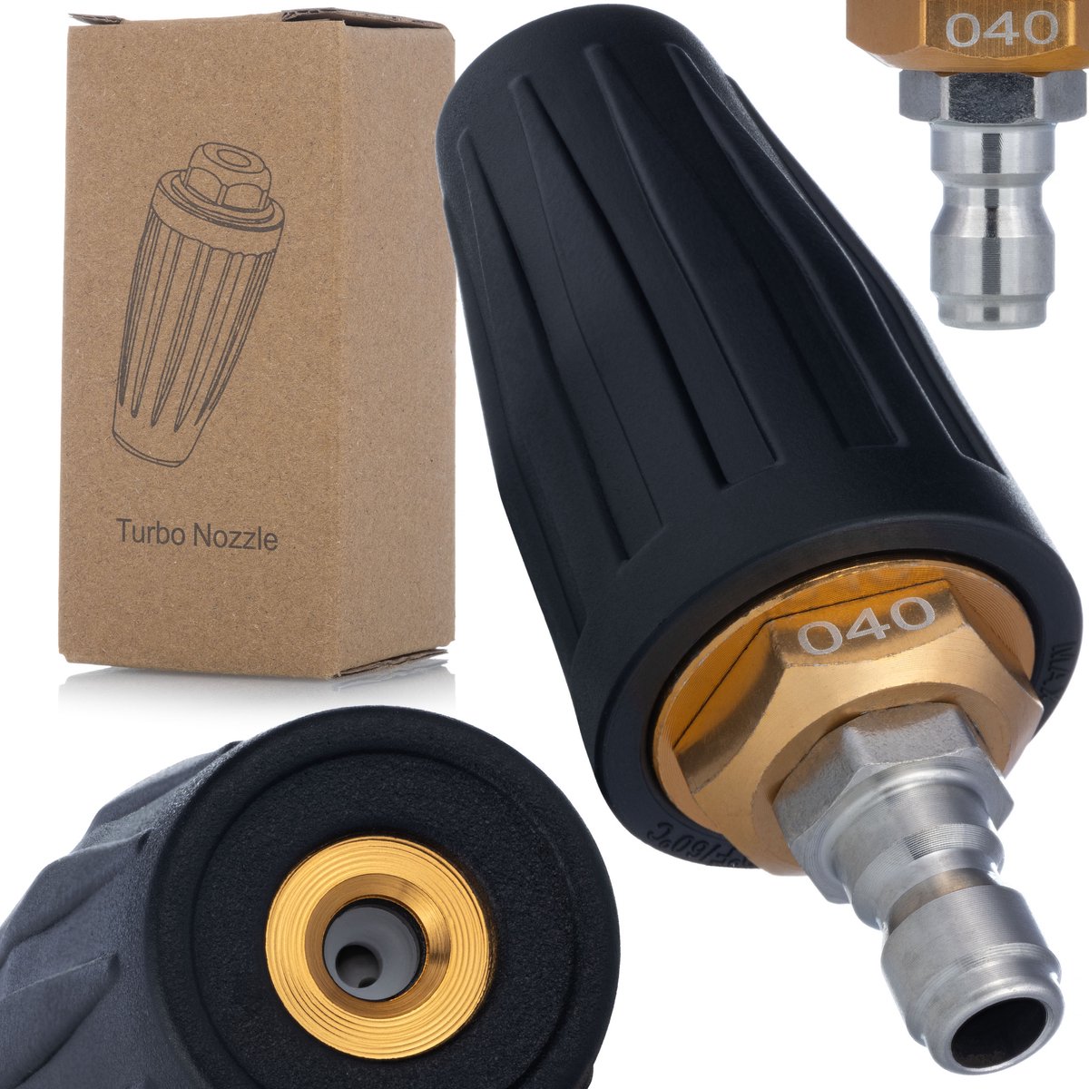 Rosfix Spuitmond Rotatie Turbo - Ceramische Inzet - Messing - 1/4" G, 150 Bar - Geschikt voor Lavor