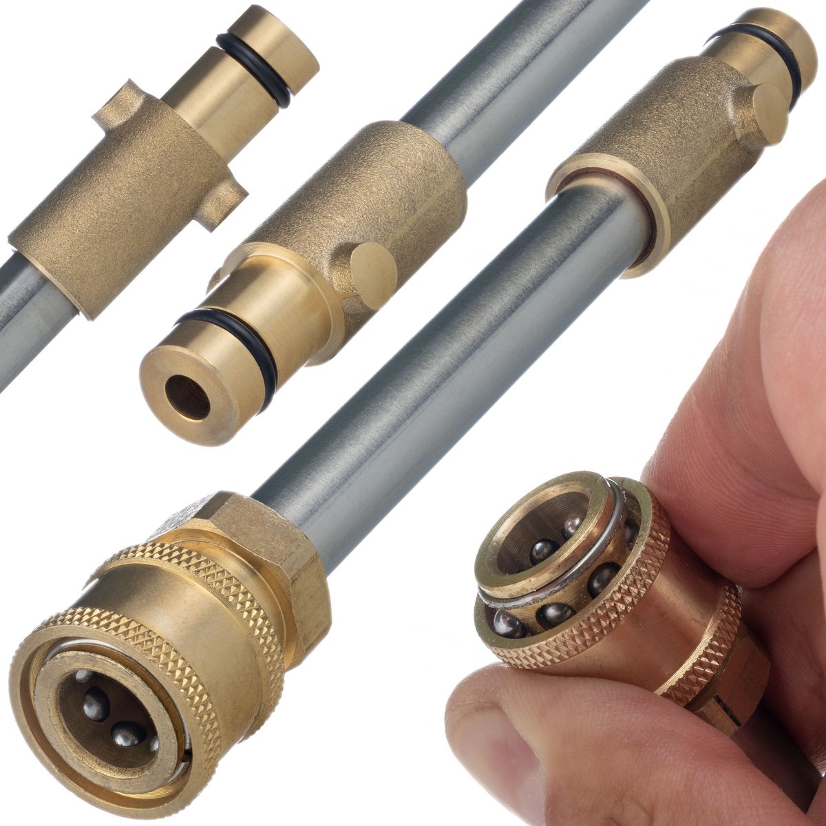 Rosfix Hogedruklans Adapter Vervanging - 1/4 QRC Bayonet Messing/Kunststof - 2000 psi - Geschikt voor Nilfisk, Gerni