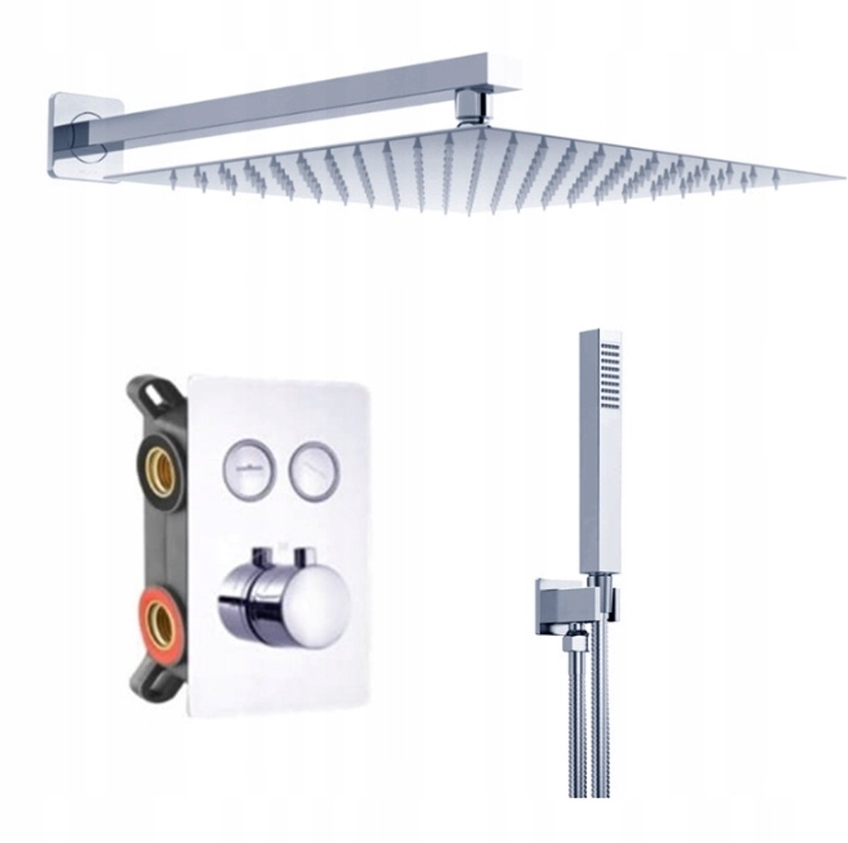 Merkloos Inbouw Doucheset Thermostatisch met Regendouche 40x40 cm