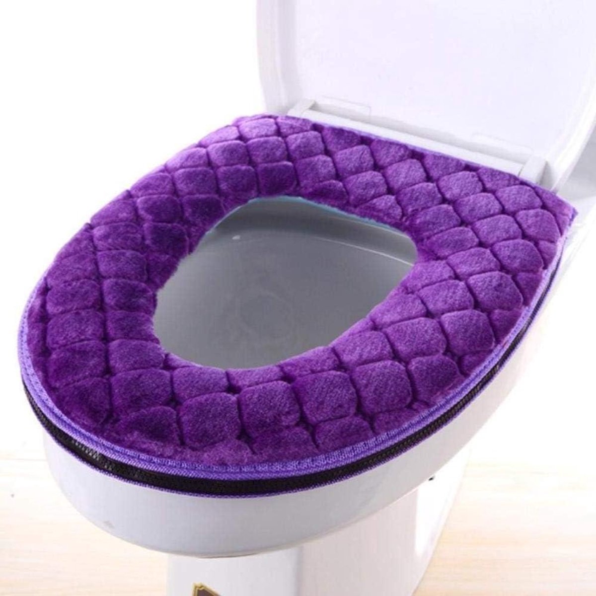 Toiletbril Cover - Zachte WC Bril - Badkamer Comfort - Warm en Comfortabel - Universeel - Lila