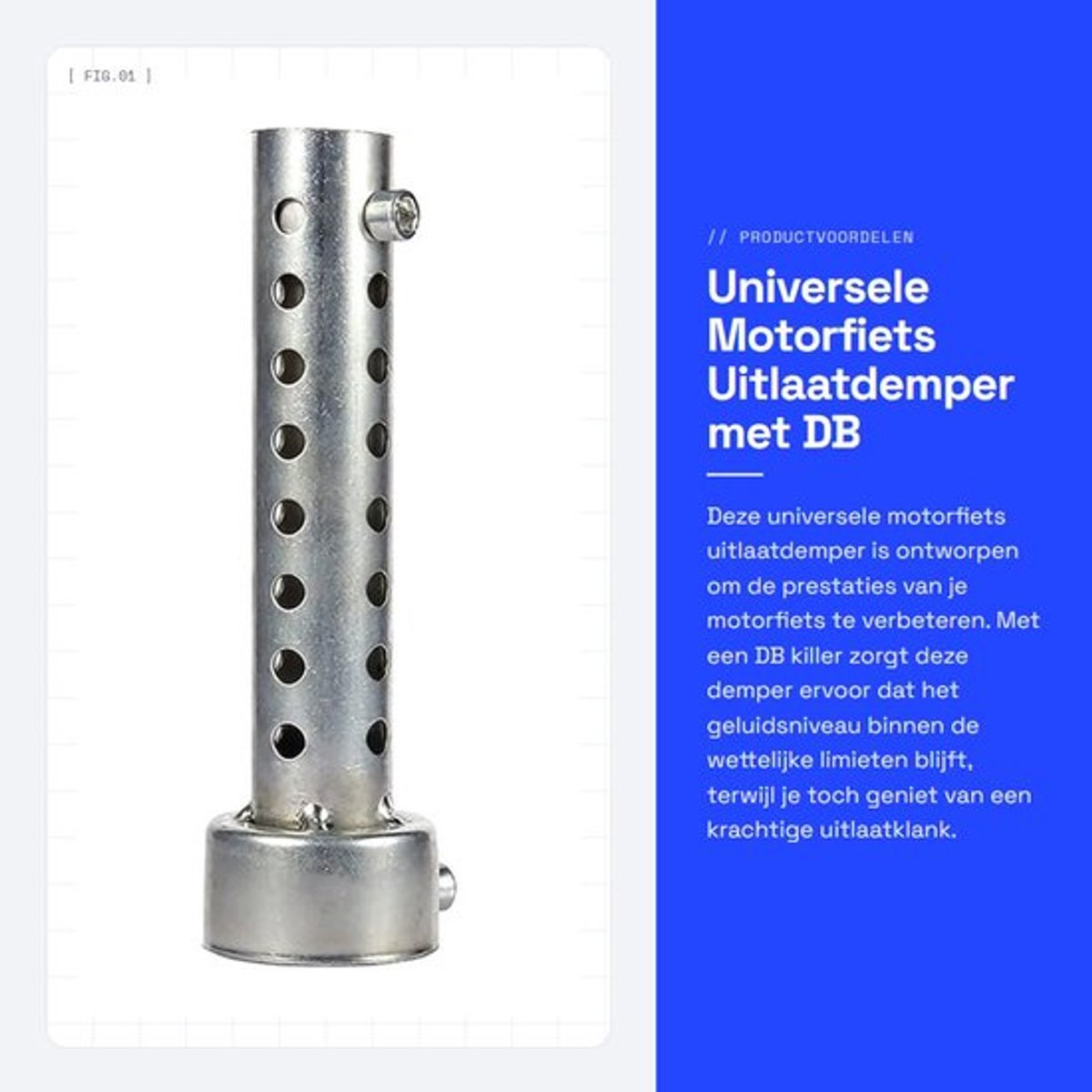 Uitlaatdemper Universeel - DB Killer - Scheidingsinzetstuk - Zilver - 42 mm - Hoogwaardige kwaliteit - Motorfietsuitlaat