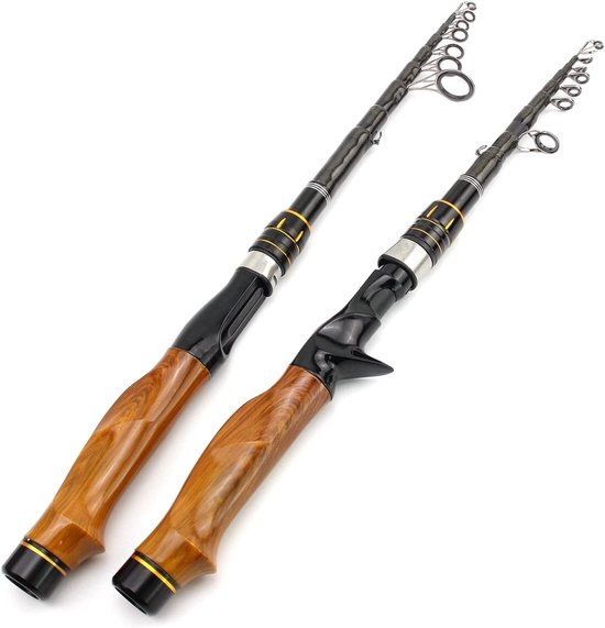 Telescopische Vishentels - Reishengel Werphengel - Vissen in Alle Wateren - Comfortabele Houten Handgreep - 1.6m - Casting Rod — afbeelding 5
