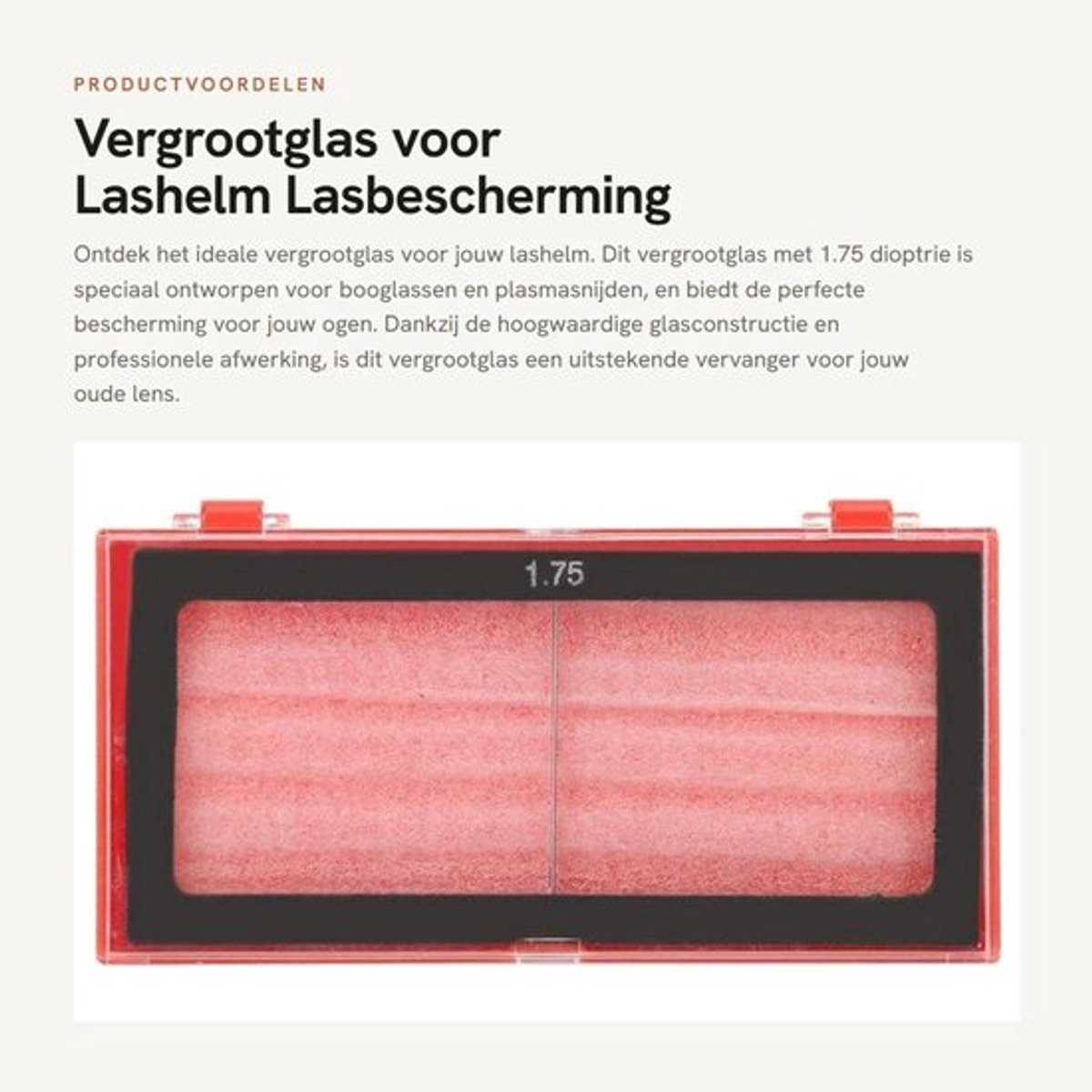 Vergrootglas 1,75 Dioptrie - Lasglas Lens - Geschikt voor Booglassen - Professionele Oogbescherming - Lensgrootte 5x4 cm - Dikte 3 mm - Laslens