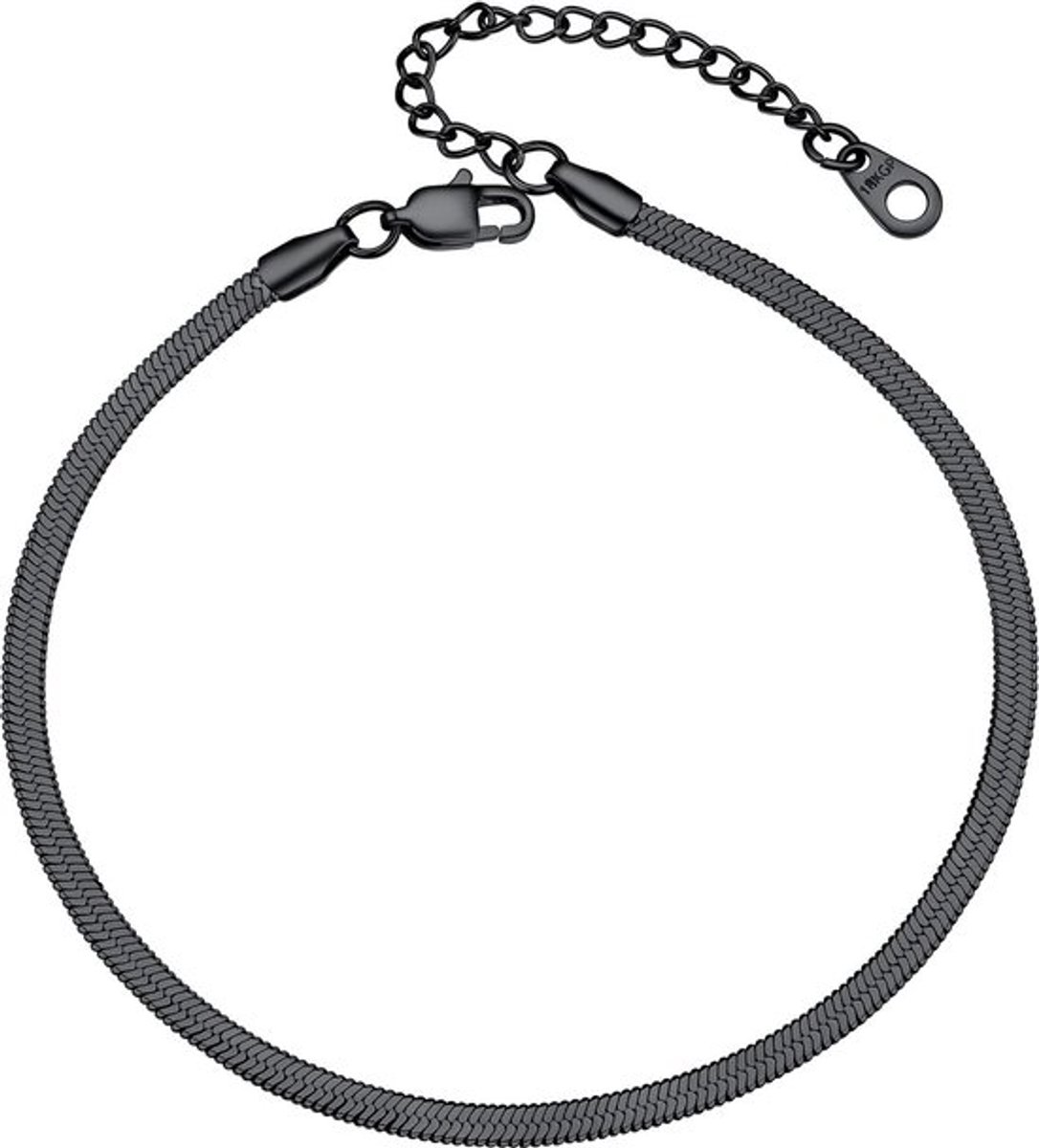 Enkelarmband Verstelbaar - Roestvrij Stalen Enkelkettinkje - Figaro/Tarwe Design - Gevlochten Touw - Gepersonaliseerd - Inclusief Fluwelen Zakje/Sieraden Geschenkdoos