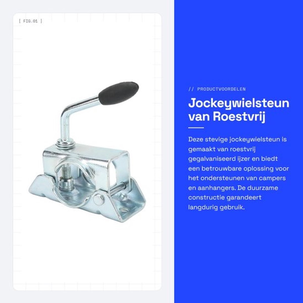 Jockeywielsteun zeer sterke roestvrij staal - Montagebeugel - Duurzaam - Klem - Gedeelde - Voor campers/aanhangers - Jockeywiel