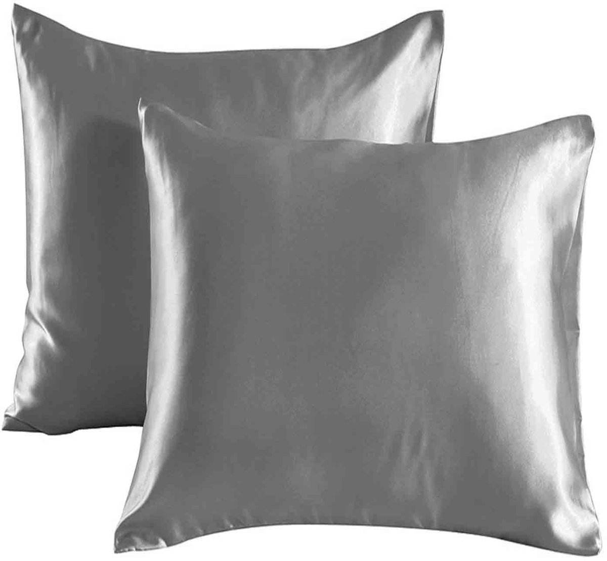 MODFU Kussenslopen 2 stuks 80x80 cm – Zachte satijnachtige stof – Met ritssluiting – Huidvriendelijk & onderhoudsvriendelijk – Voor slaapkamer – Donkergrijs