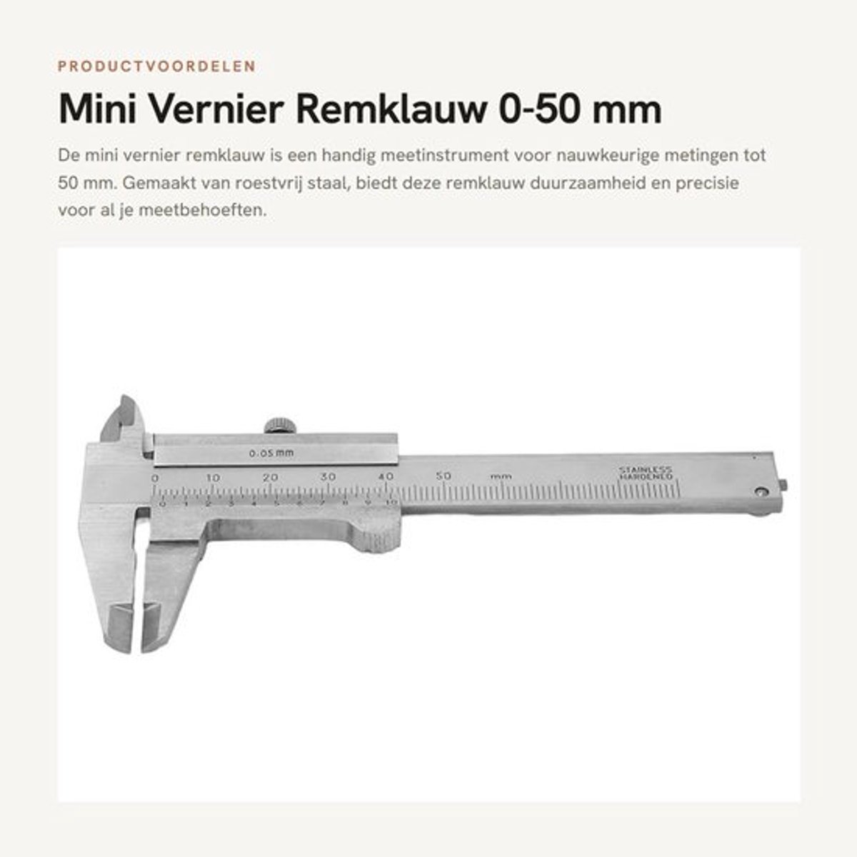 Vernier Remklauw 0-50 mm - Roestvrij Staal - Meetgereedschap - Dubbele Schaal - Handig - Lichtgewicht en Draagbaar - Meetinstrument
