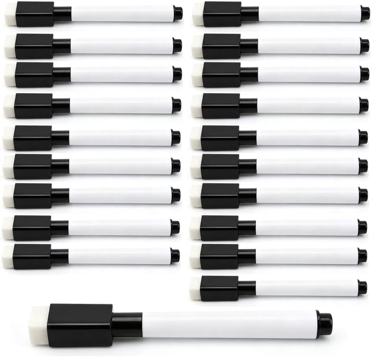 Whiteboardmarkers - Zwart - 20 Stuks - Magnetisch en Afwasbaar - Voor Kantoor en Presentaties