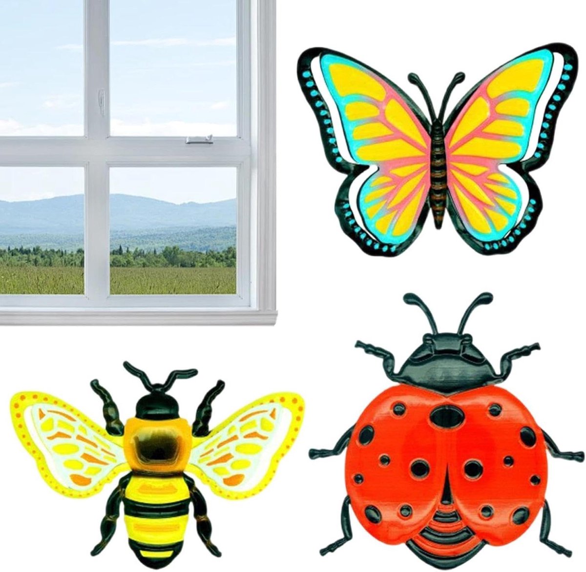 Metalen Wanddecoratie Set - Tuindecoratie Insecten - Buitenruimte Verfraaien - Natuur Geïnspireerd Ontwerp - 3 stuks - Meerdere kleuren
