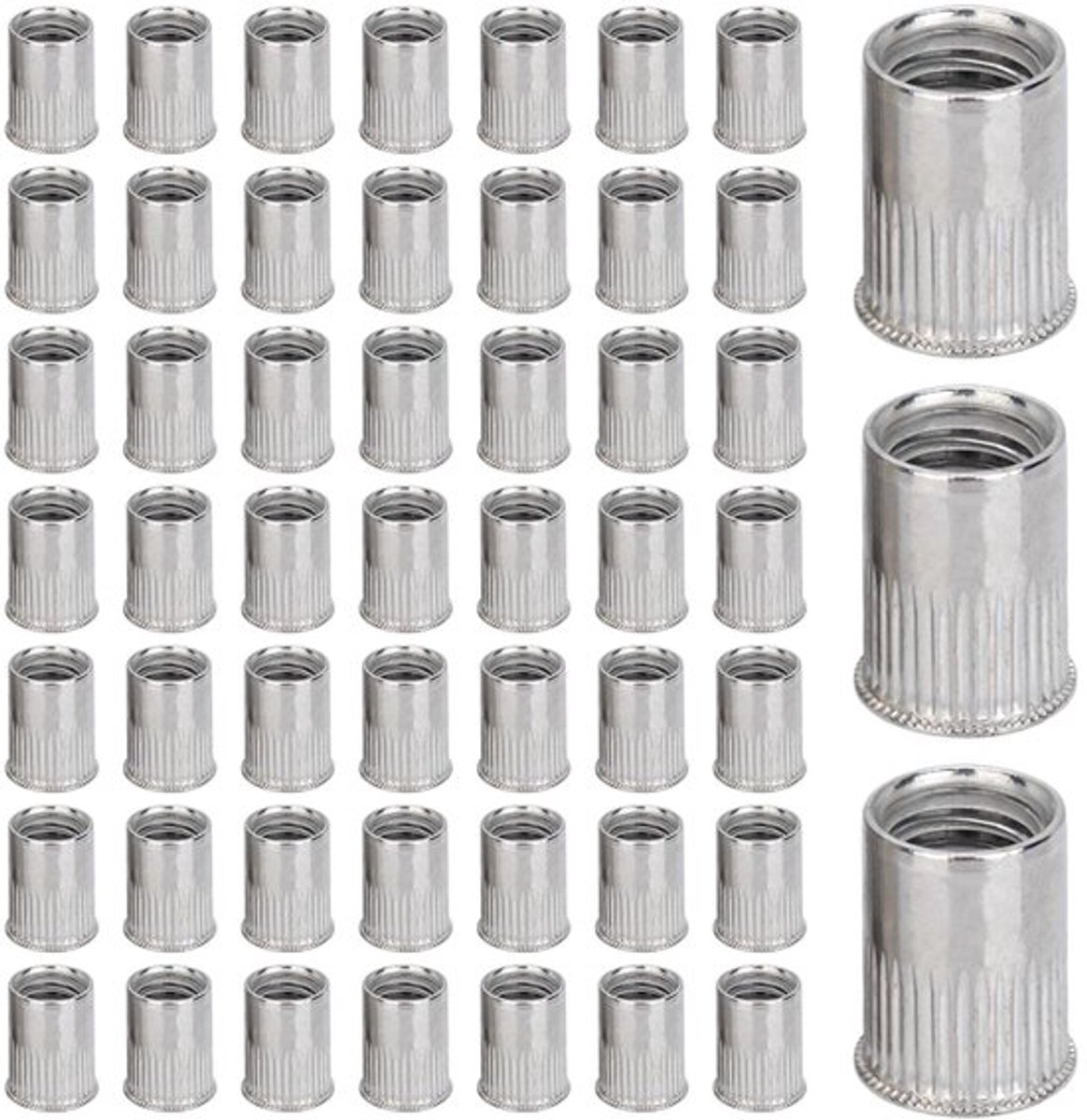 Klinkmoer 100 stuks - Roestvrij staal - Grote verzonken klinkmoer - Verticale kartelmoer - Trekklinkmoer - M5 - Moer