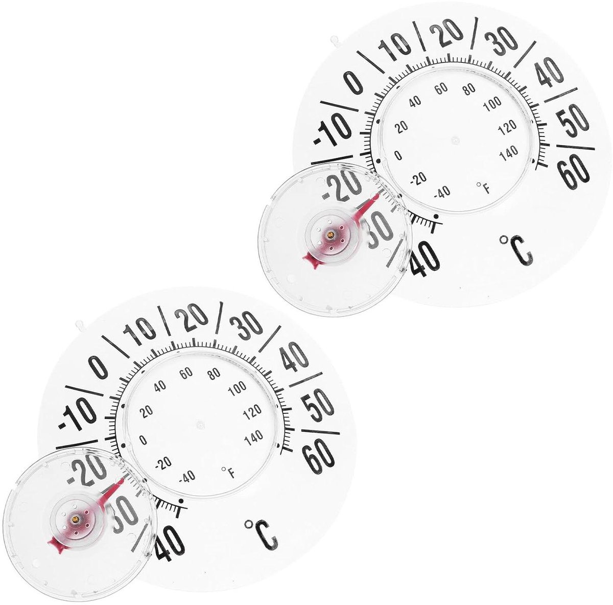 Raamthermometer - Temperatuurmeter Raam - Temperatuur Meten - Met Zuignap - 18 cm - Wit