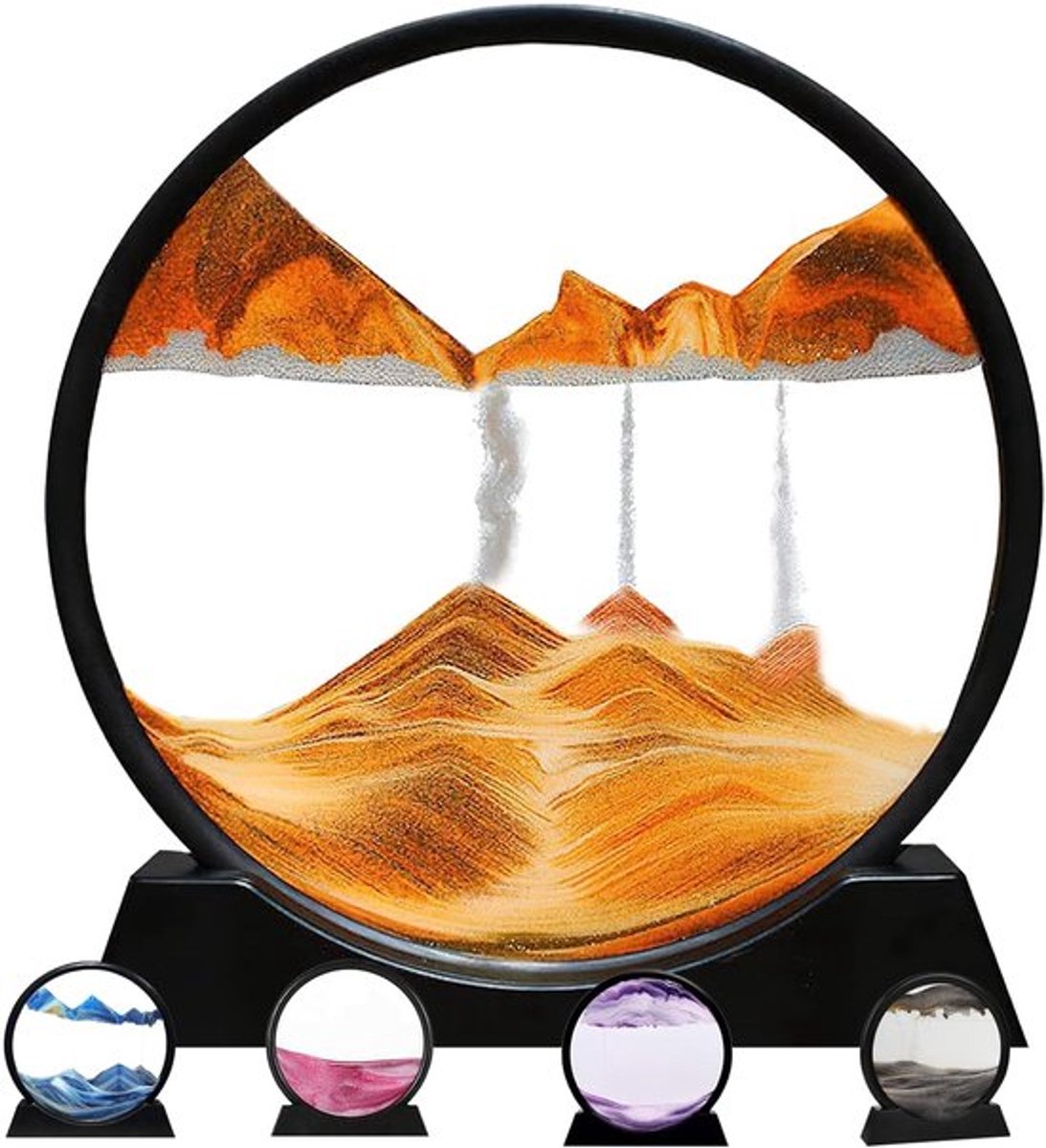 3D-zandloper, diepzeezandlandschap, bewegende zandkunst, zandafbeeldingen om te draaien, als geschenk, decoratie, esthetisch, voor kantoor, woonkamer, bureau, volwassenen, kinderen (oranje, 30,5 cm)